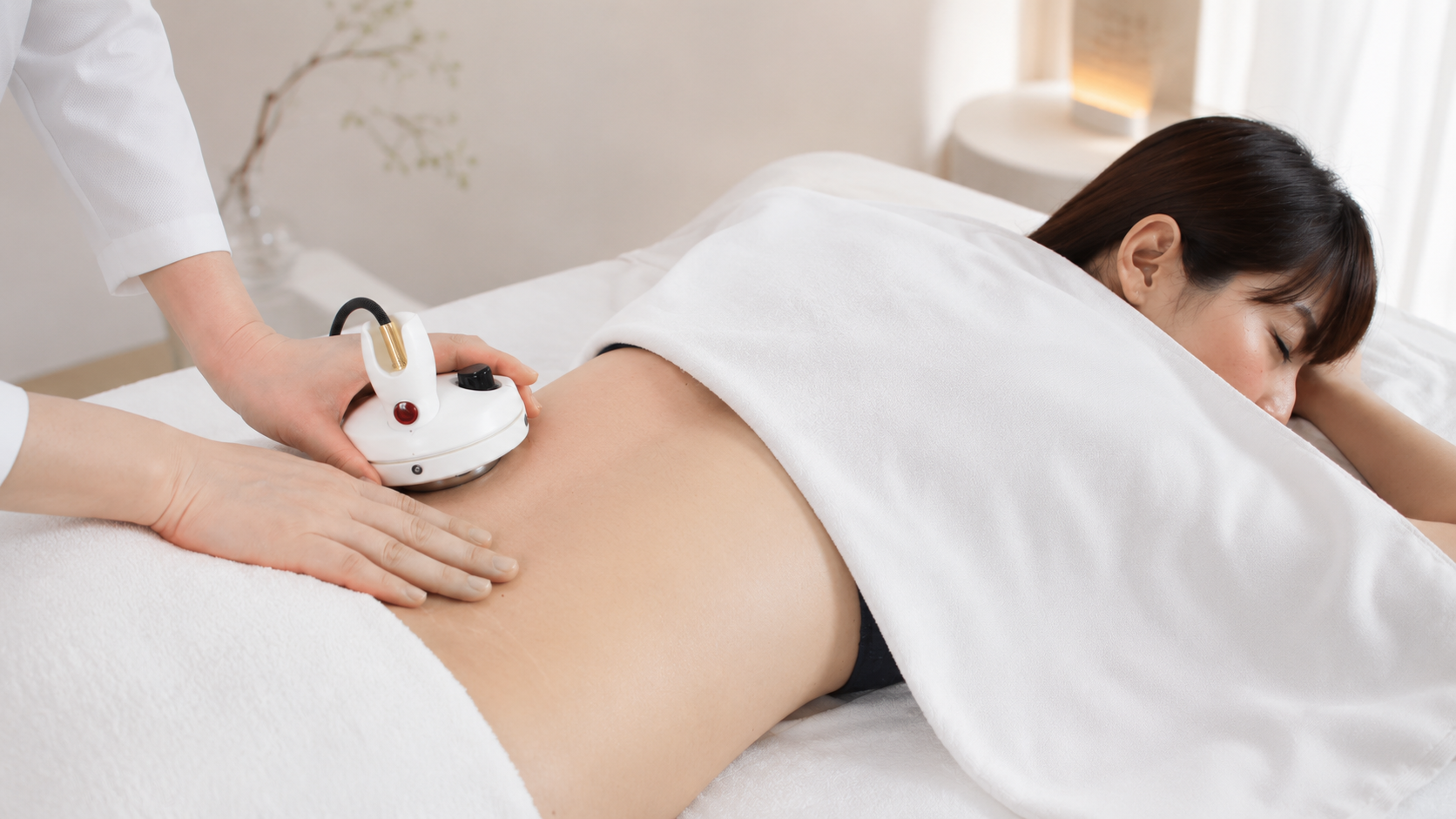 Dr-PRO Slim back treatment, Multi-Spectrum Wave applied along the spine
